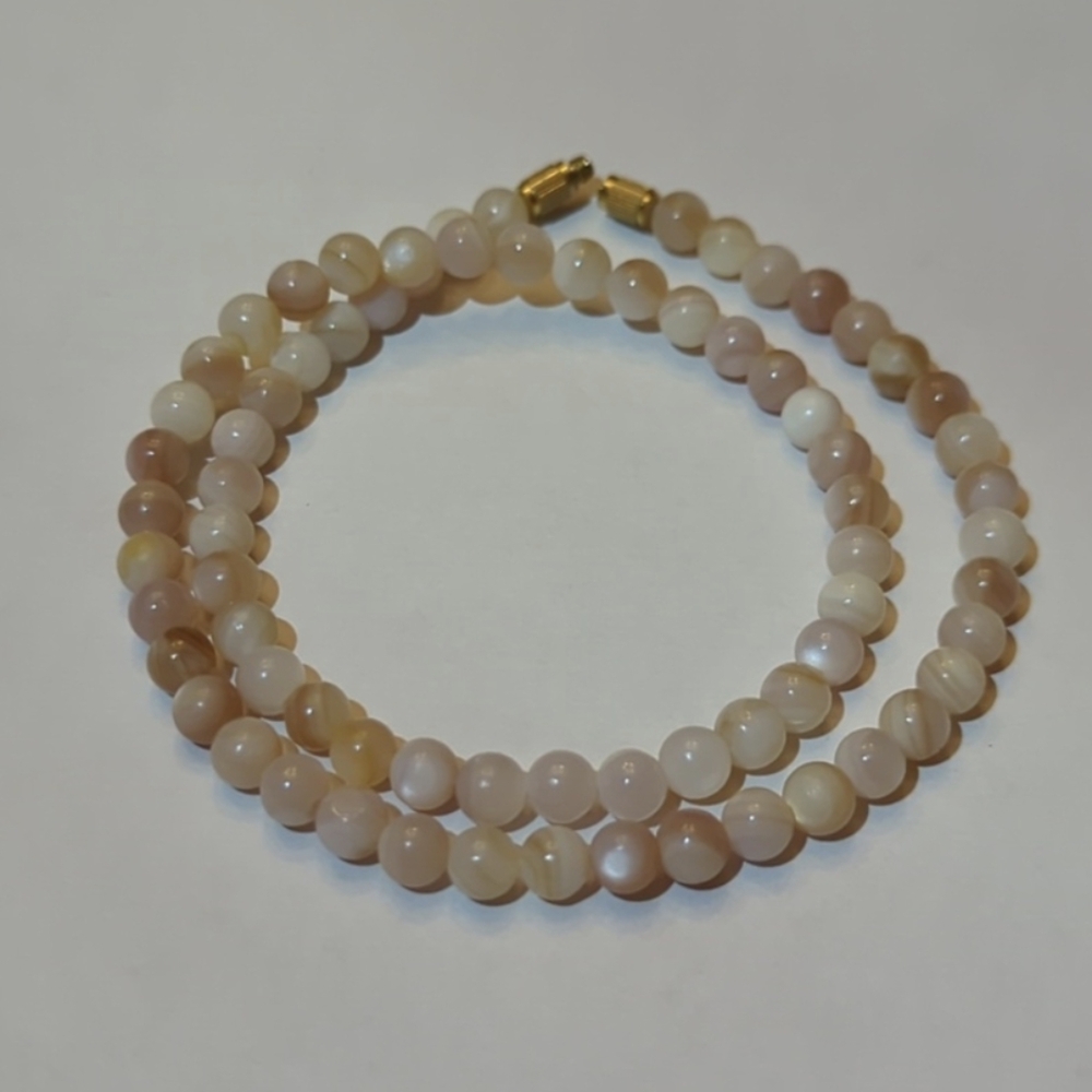Vintage Mother Of Pearl Shell Bead Necklace
